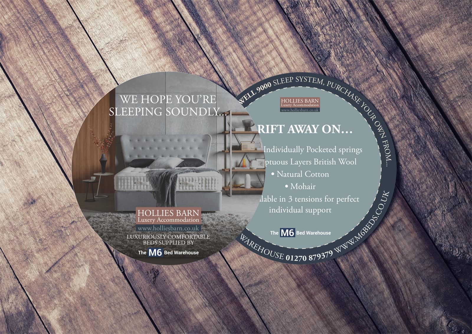 The M6 Bed Warehouse | Promotional Material, Printed Beer Mats, Marketing