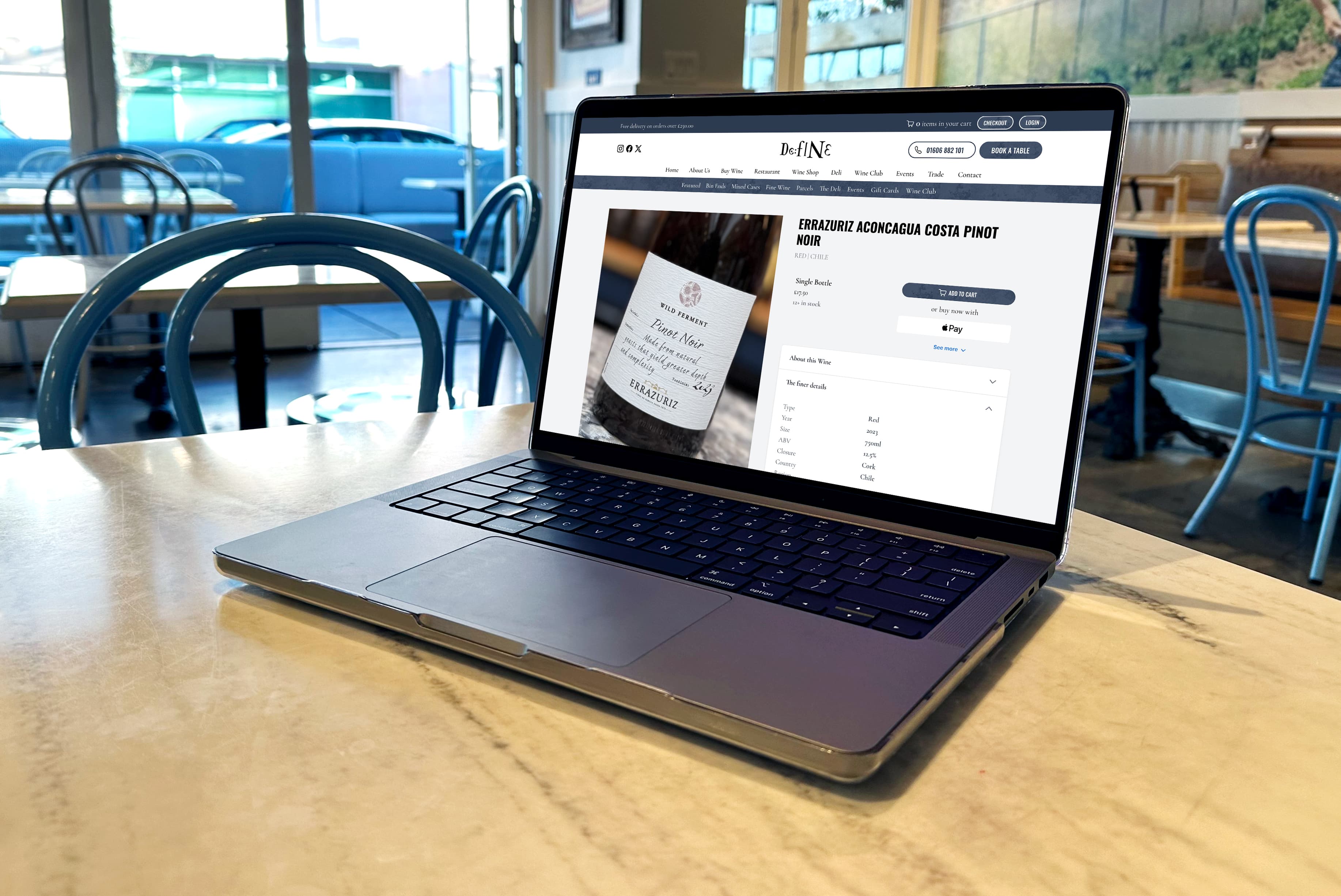 Define Food and Wine | eCommerce website, responsive web design