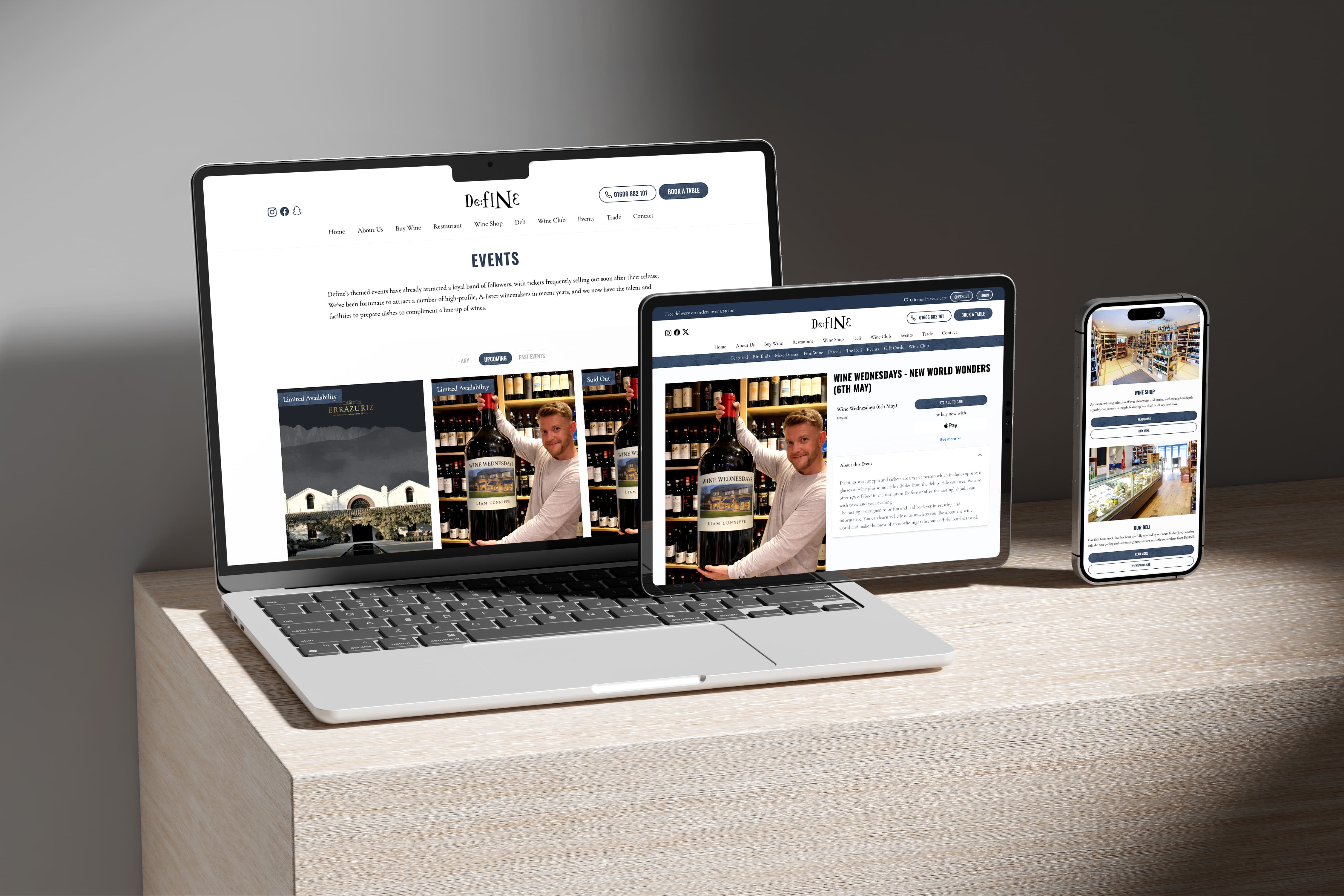 Define Food and Wine | eCommerce website, responsive web design