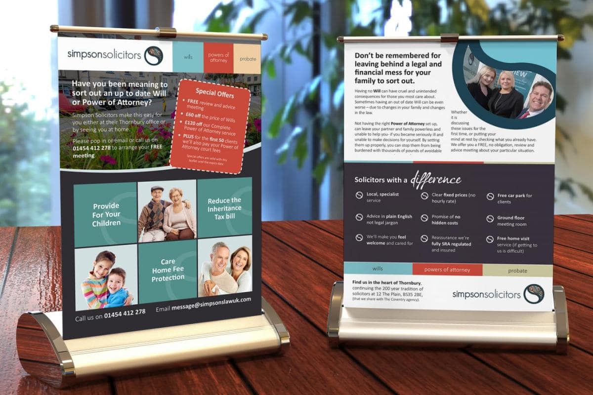 Simpson Solicitors - Mini Roller Banner, Graphic Design, Print, Flyers & Leaflets Simpson Solicitors - Mini Roller Banner, Graphic Design, Print, Flyers & Leaflets