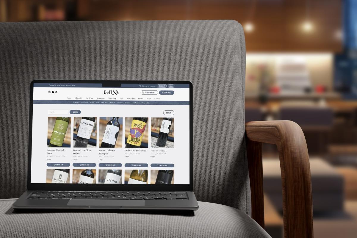 Define Food and Wine | eCommerce website, responsive web design