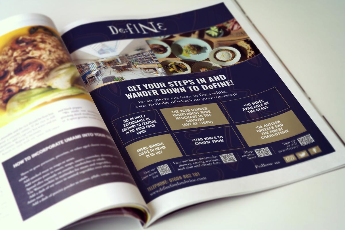 Define Food and Wine | Graphic Design, Print Services